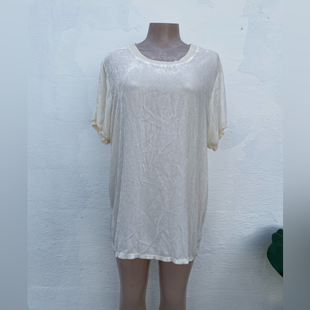 Johnny Was Cream Top with Red Tassel Detail